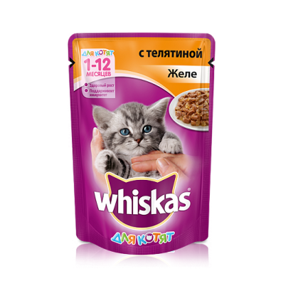 Whiskas для котят желе с телятиной 85 гр.
